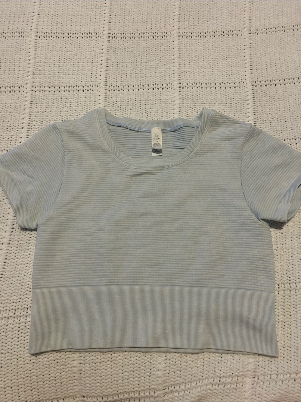 Aerie Light Blue Ribbed Athletic Crop Tee - Women